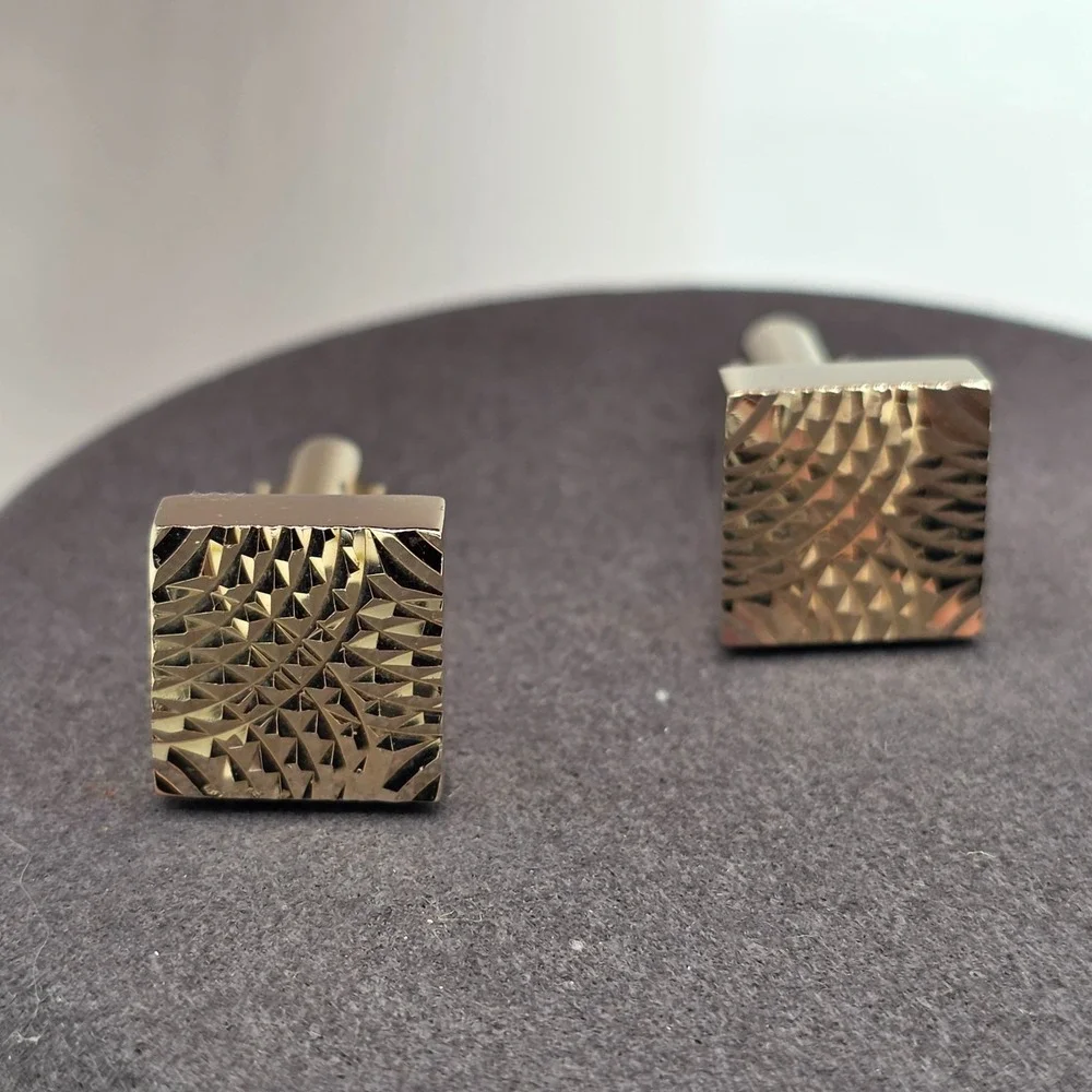 Dante Gold Tone Square Textured Cufflinks Men's Formal Dress Accessory Jewelry